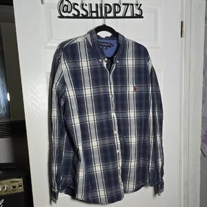 Polo by Ralph Lauren 2X XXL Classic Blue and White Plaid Shirt